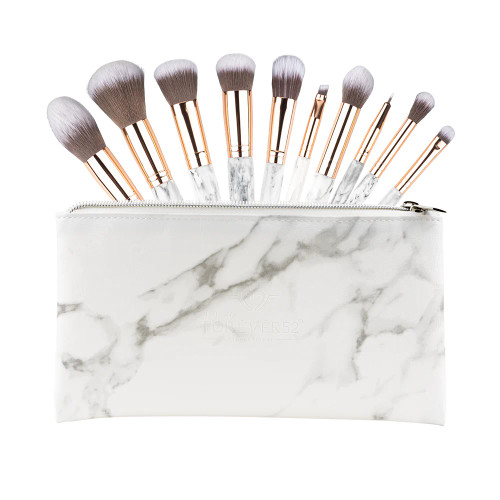 ست براش ۱۰ عددی فوراور۵۲ ماربل همراه کیف | Forever52 Quintessential Marble Base 10 Pieces Brush Set - XZ009