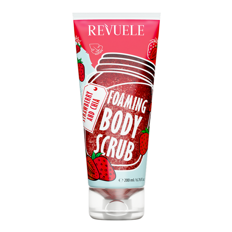 فوم اسکراب بدن توت فرنگی و چیا ریووئل | Revuele Foaming Body Scrub Strawberry and Chia