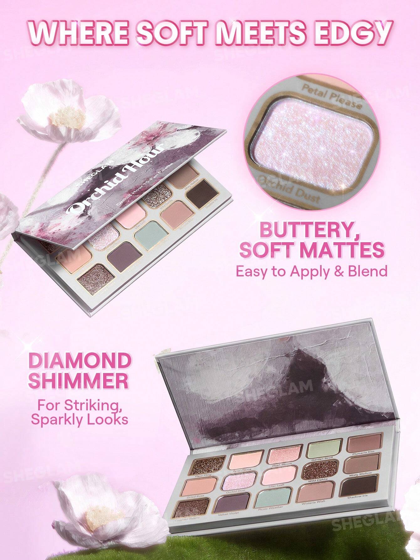 پالت سایه 15 رنگ مدل Orchid Hour شیگلم