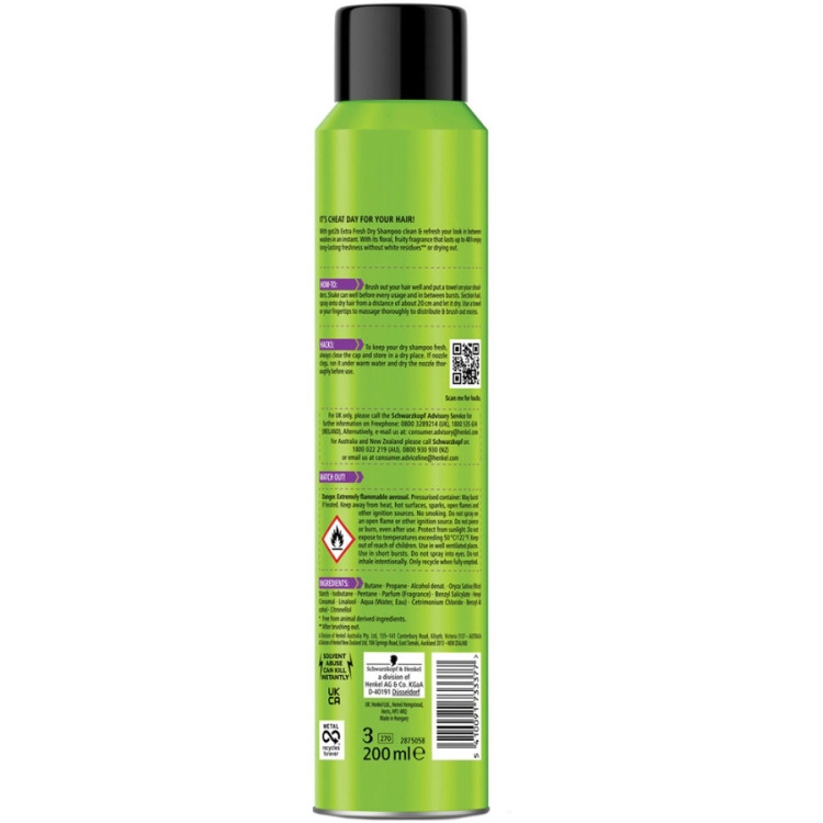 Got2b extra fresh instant fresh up Cleansing Dry shampoo spray